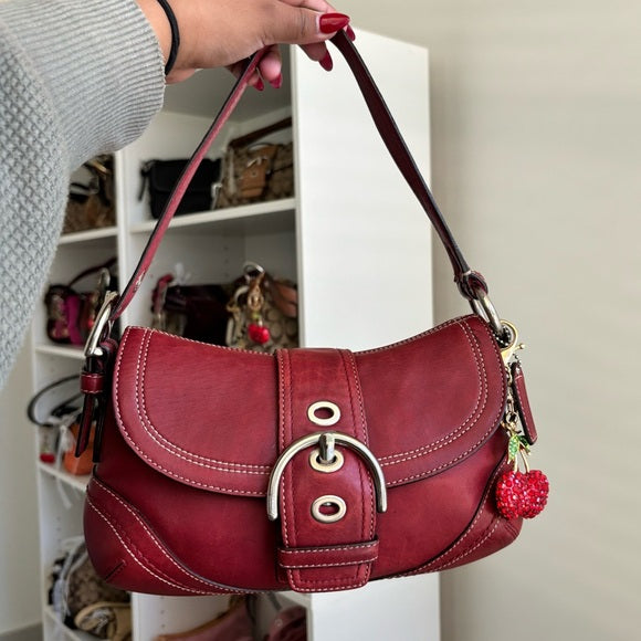 vintage coach soho cherry red leather