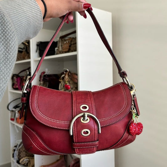 vintage coach soho cherry red leather