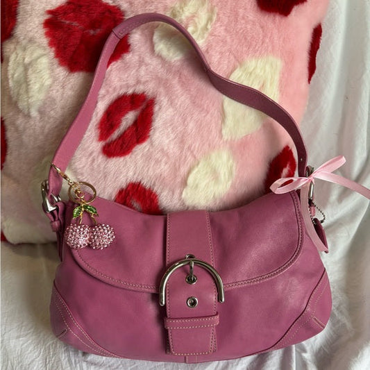 y2k coach soho flap pink leather
