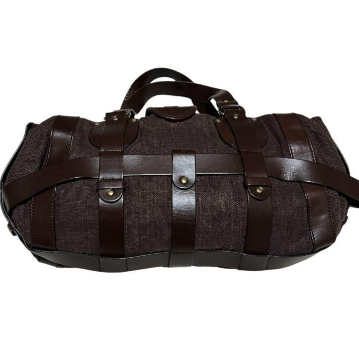 RARE Chloe Kerala brown Canvas Leather Handbag Tote Bag Gold Horse Charm