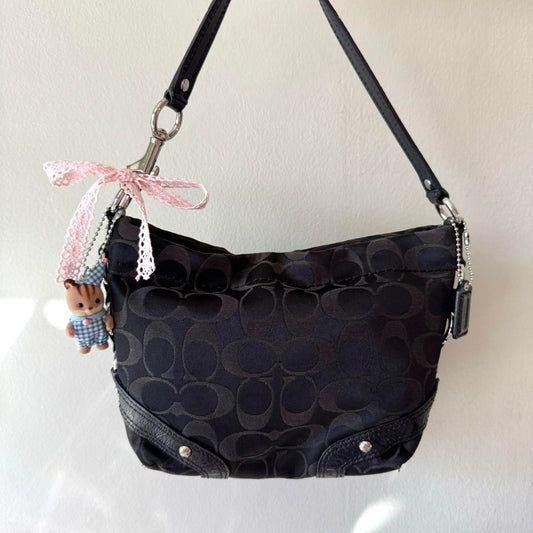 Vintage Y2K Coach Carly Signature black jacquard monogram shoulder bag!