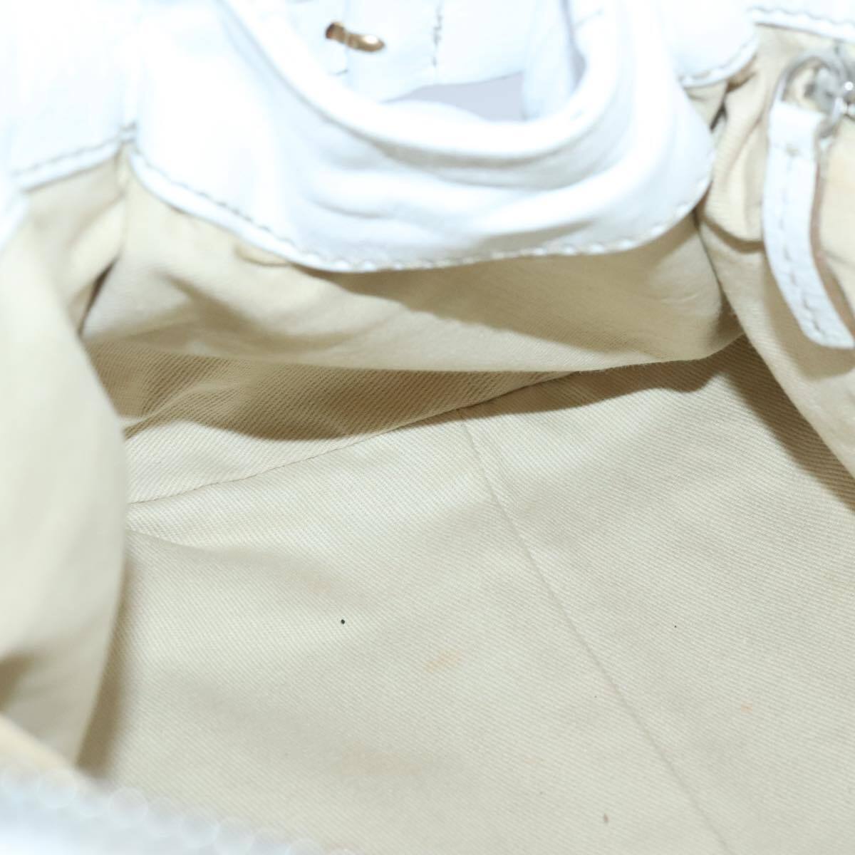 Chloe paddington hand bag leather white gold silver auth am7275