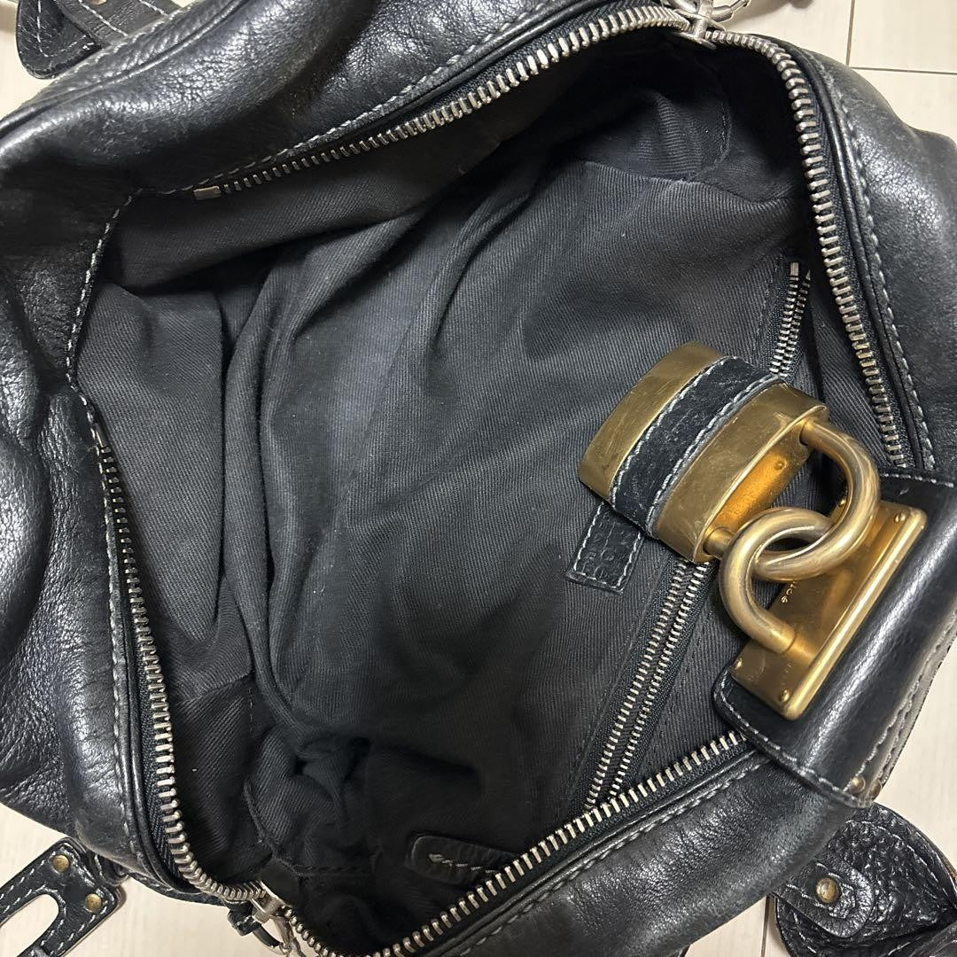 Chloe paddington handbag mini boston bag padlock key black leather