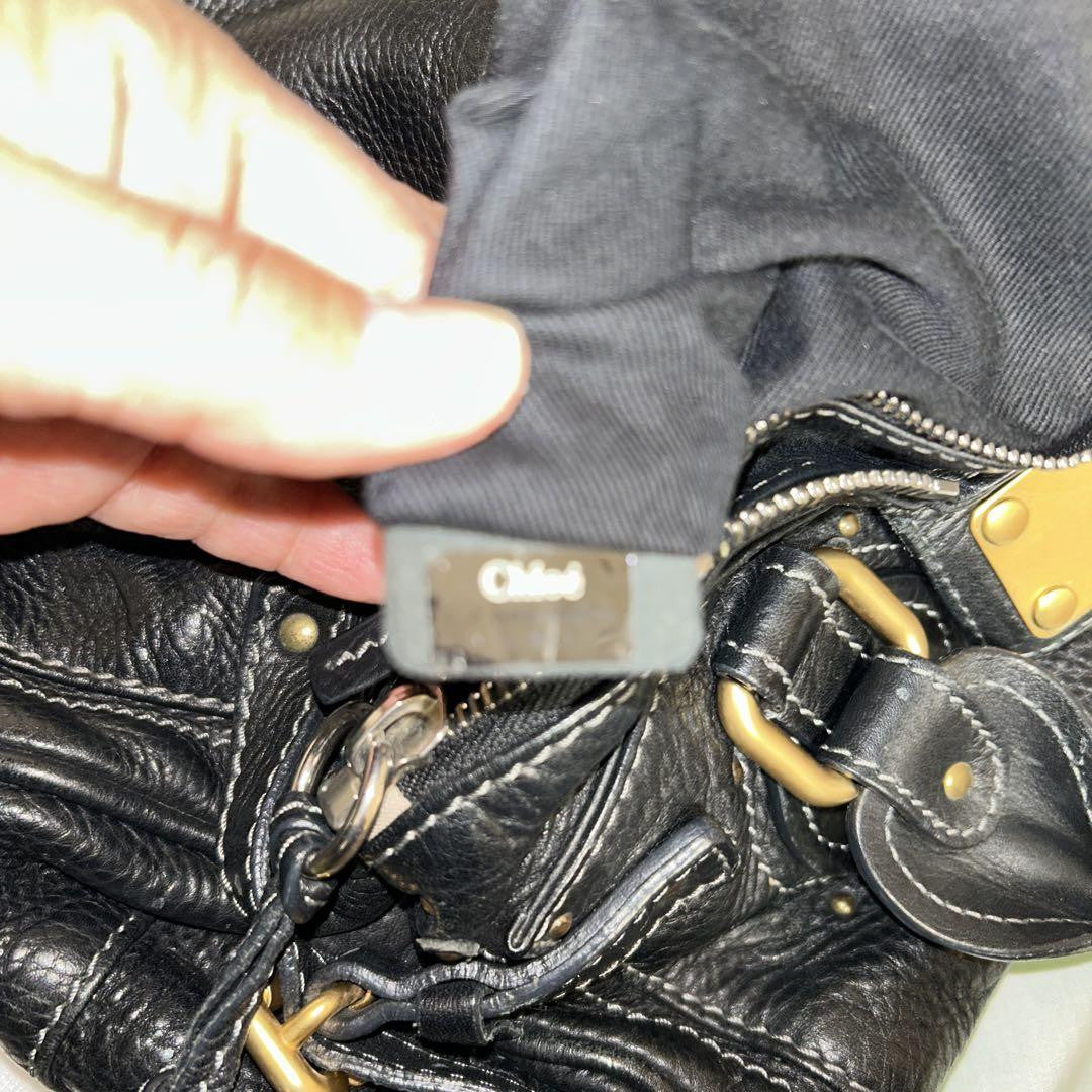 Chloe paddington handbag shoulder bag padlock key black leather