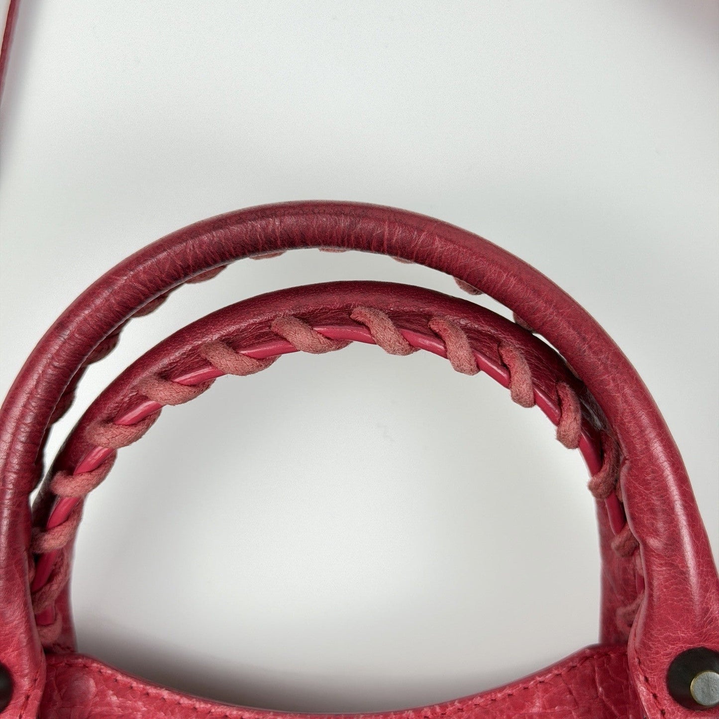 Auth Balenciaga Classic Mini City Pinkish red 2-Way Shoulder/Hand Bag z39