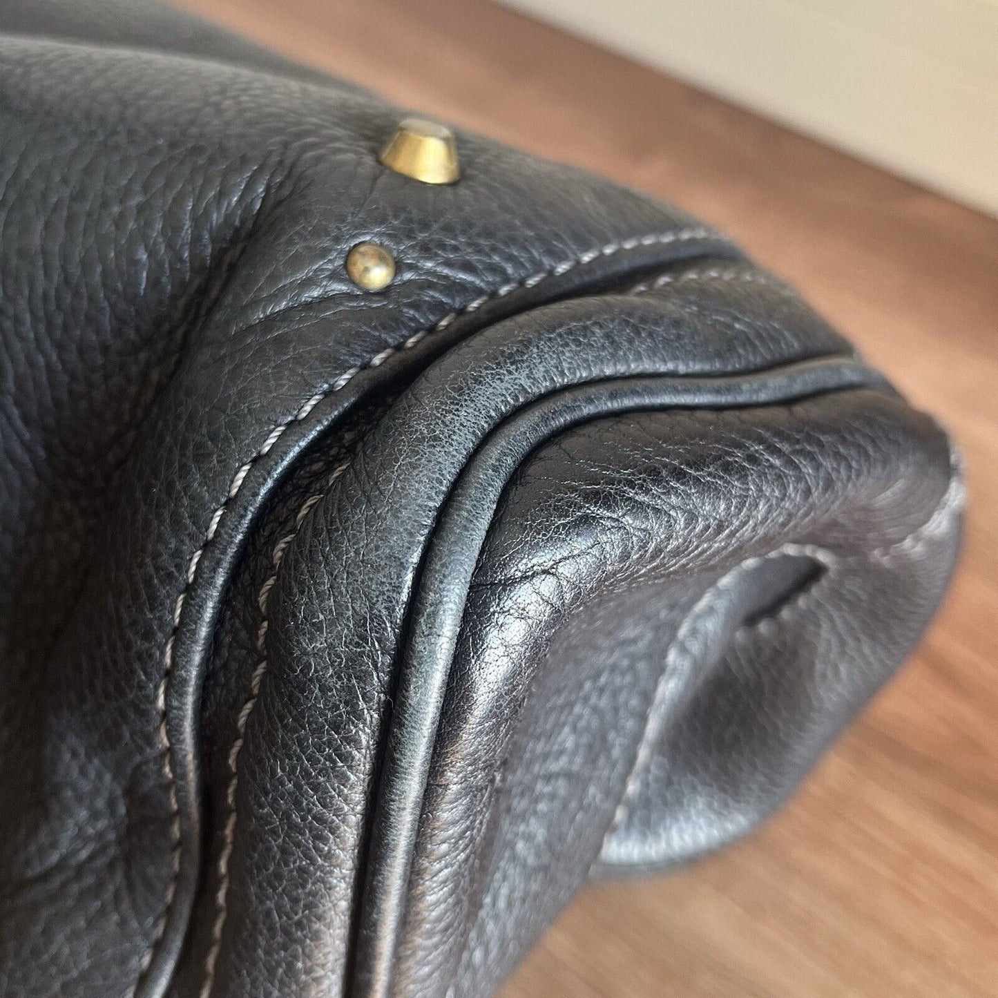 Chloe paddington leather hand bag black leather medium padlock key free shipping