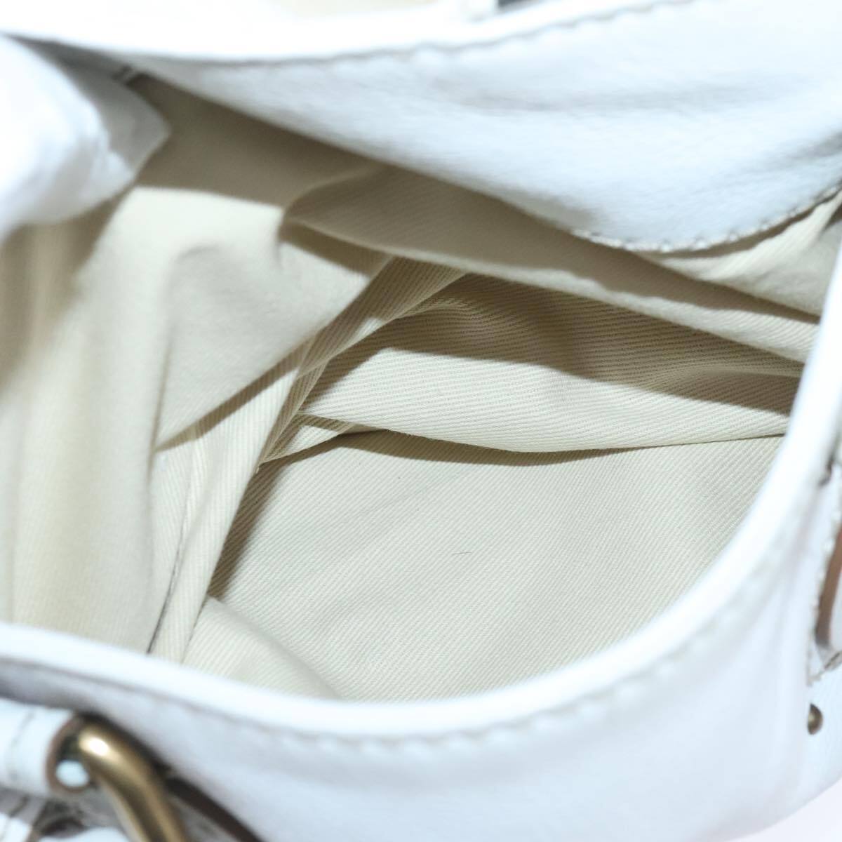 Chloe paddington hand bag leather white gold silver auth am7275