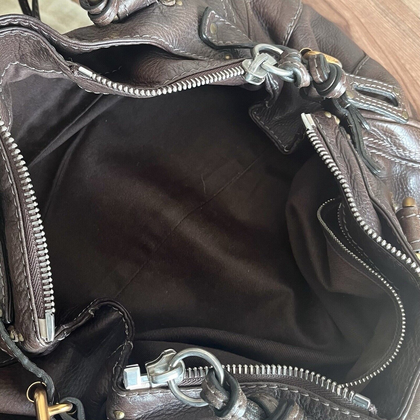 Chloe paddington leather hand bag dark brown leather medium padlock key f s