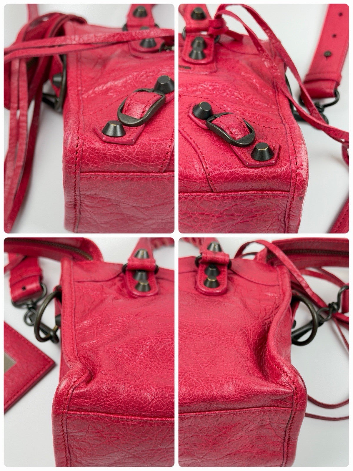 Auth Balenciaga Classic Mini City Pinkish red 2-Way Shoulder/Hand Bag z39