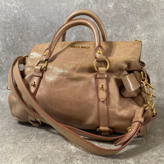 miu miu Vitello Lux side ribbon 2way bag Luxury designer feminine handbag italy