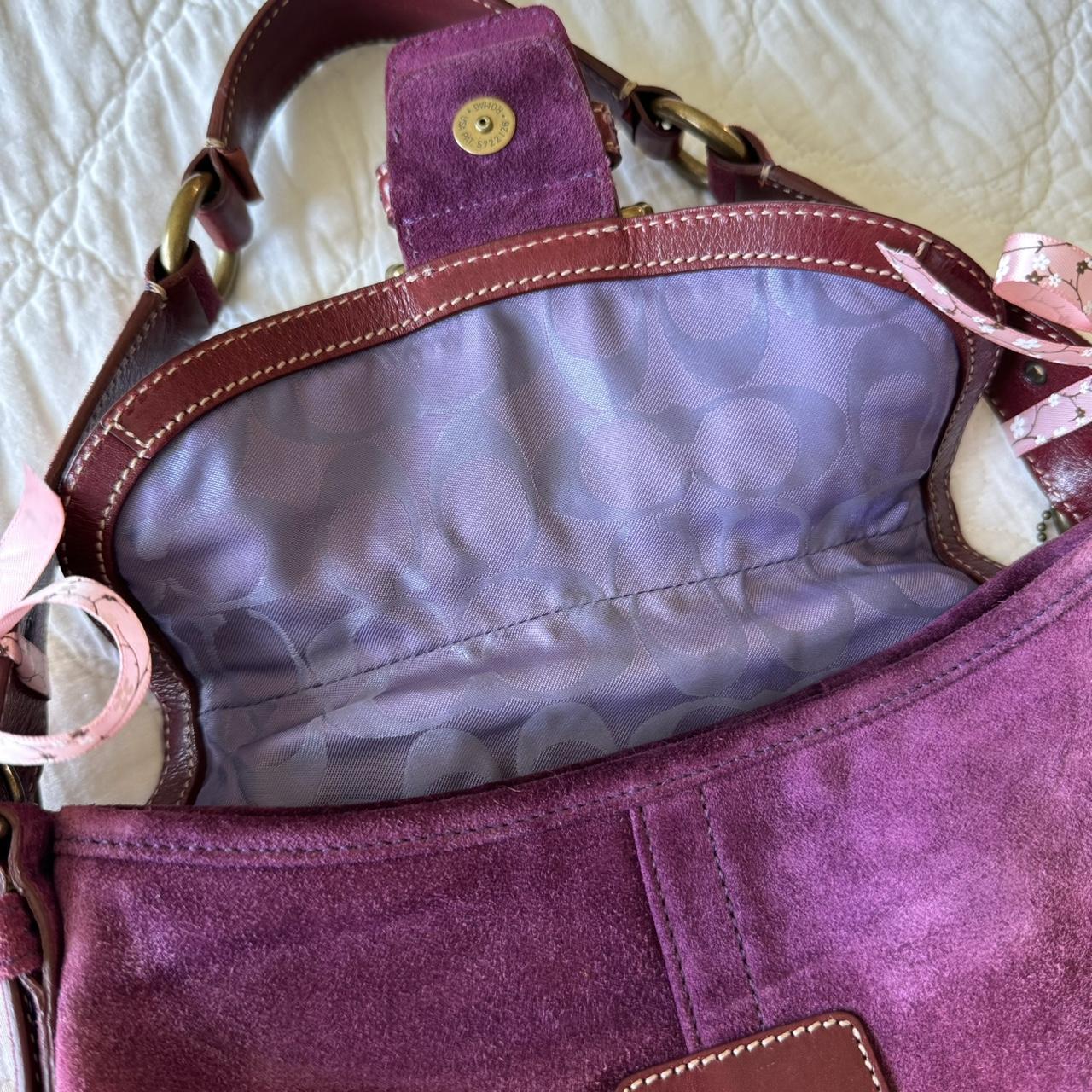 Vintage rare Y2K Coach Purple Suede Soho buckle shoulder bag!