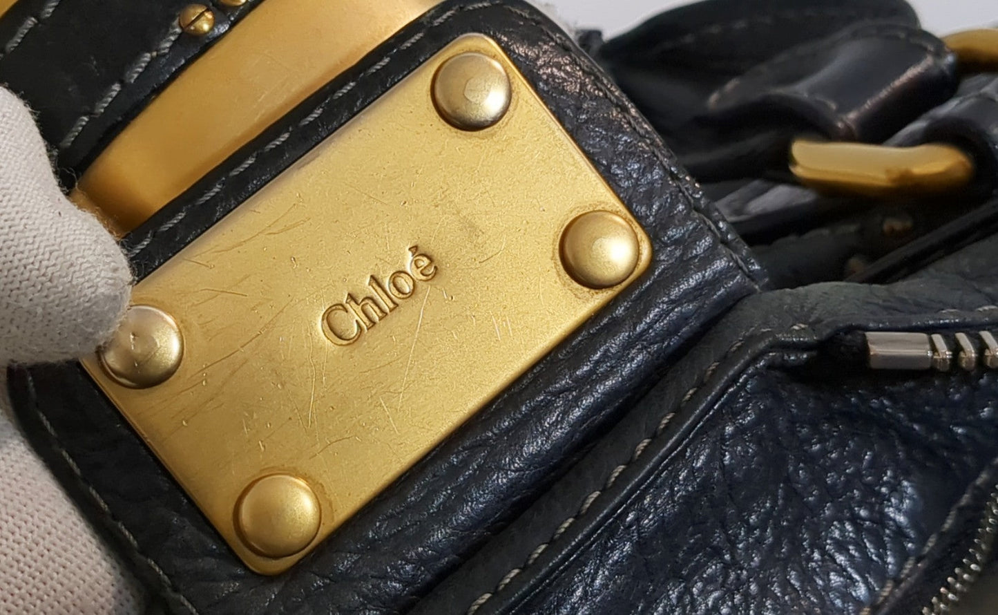 Chloe Paddington Black Leather Satchel Bag w/Padlock & Key Authentic Vintage✨