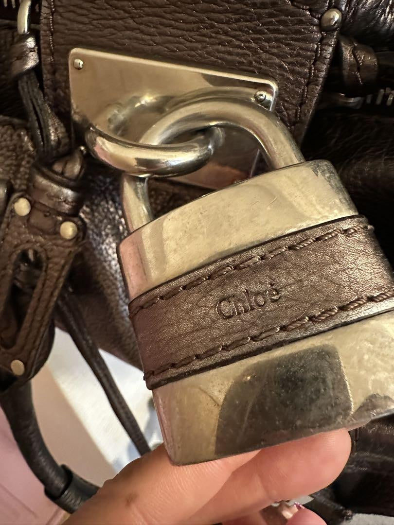 Chloe paddington handbag shoulder bag padlock key metallic leather 1