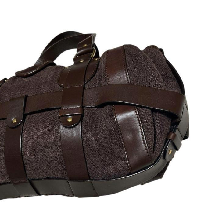 RARE Chloe Kerala brown Canvas Leather Handbag Tote Bag Gold Horse Charm