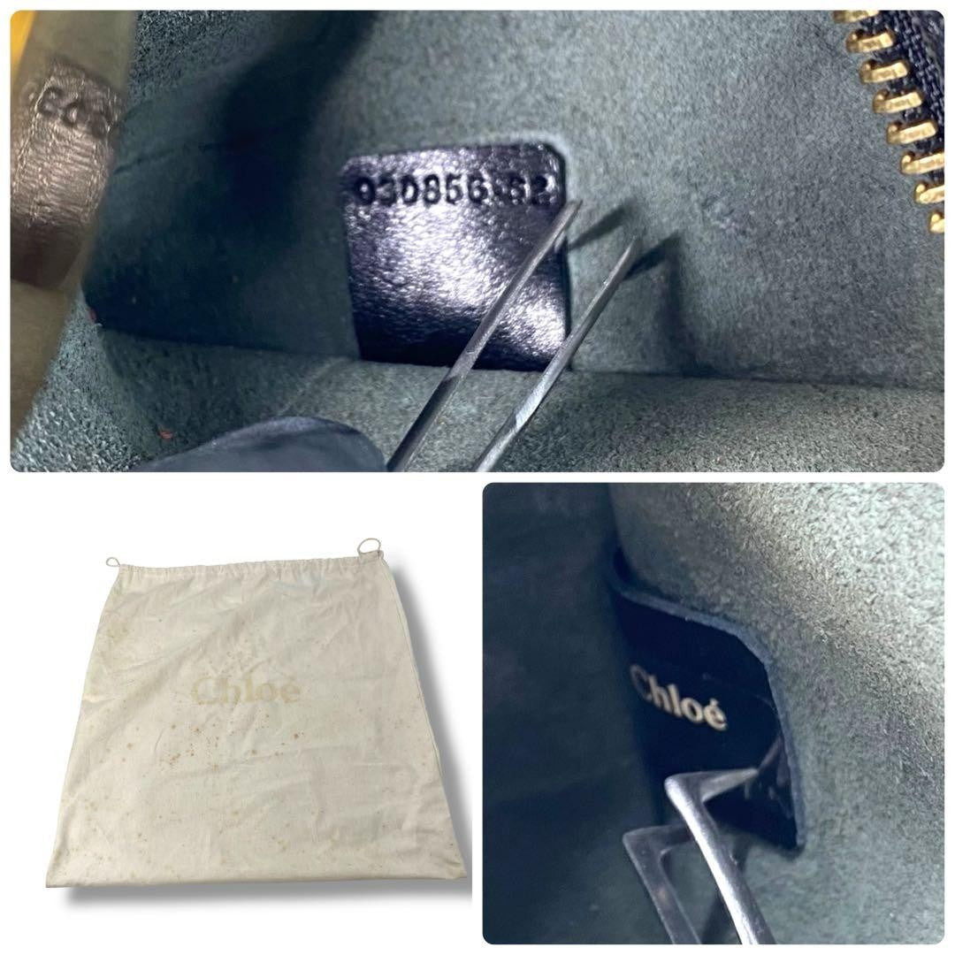 Auth Chloe Black Leather Turn Lock Tote Bag Vintage Shoulder Bag A4 Large Japan