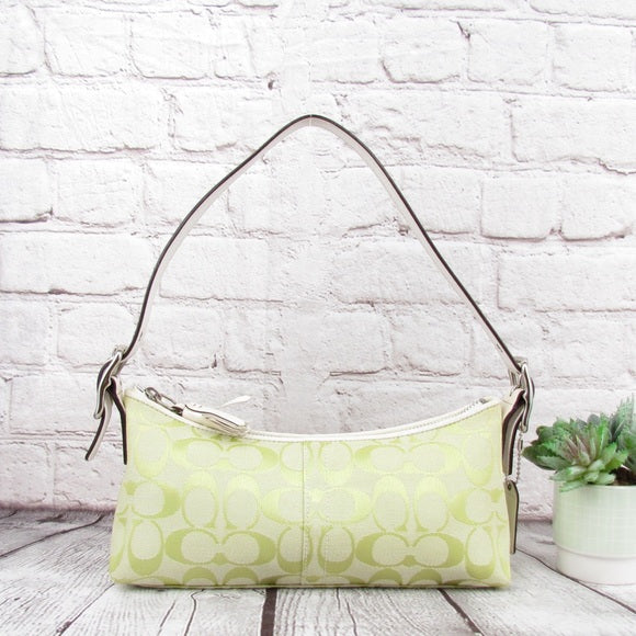 authentic coach y2k green baguette bag