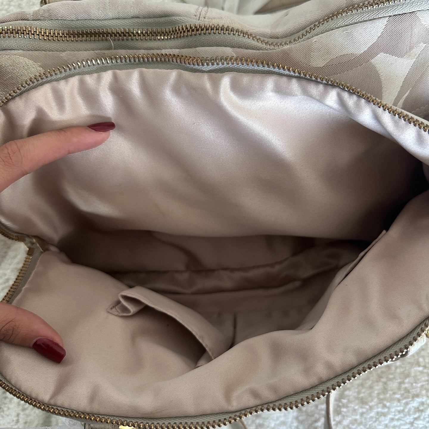 y2k coach beige monogram satchel bag