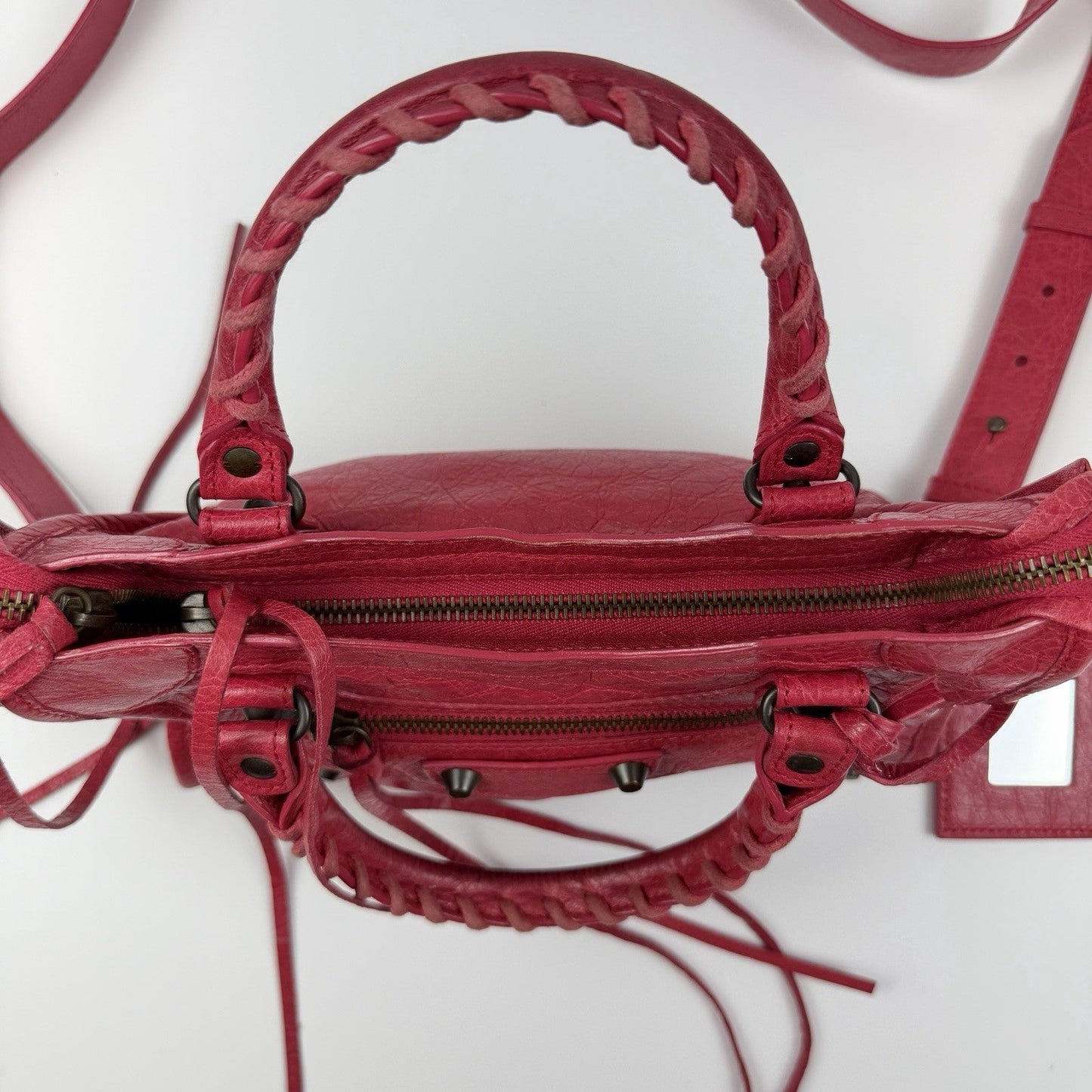 Auth Balenciaga Classic Mini City Pinkish red 2-Way Shoulder/Hand Bag z39