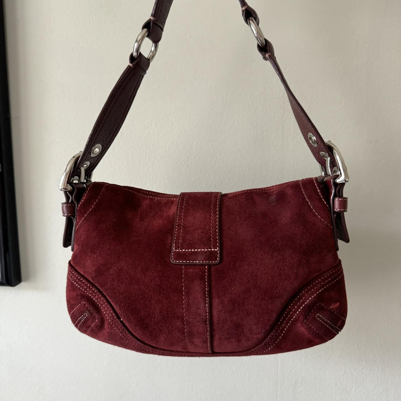 Vintage Y2K Coach rare red suede soho shoulder bag!