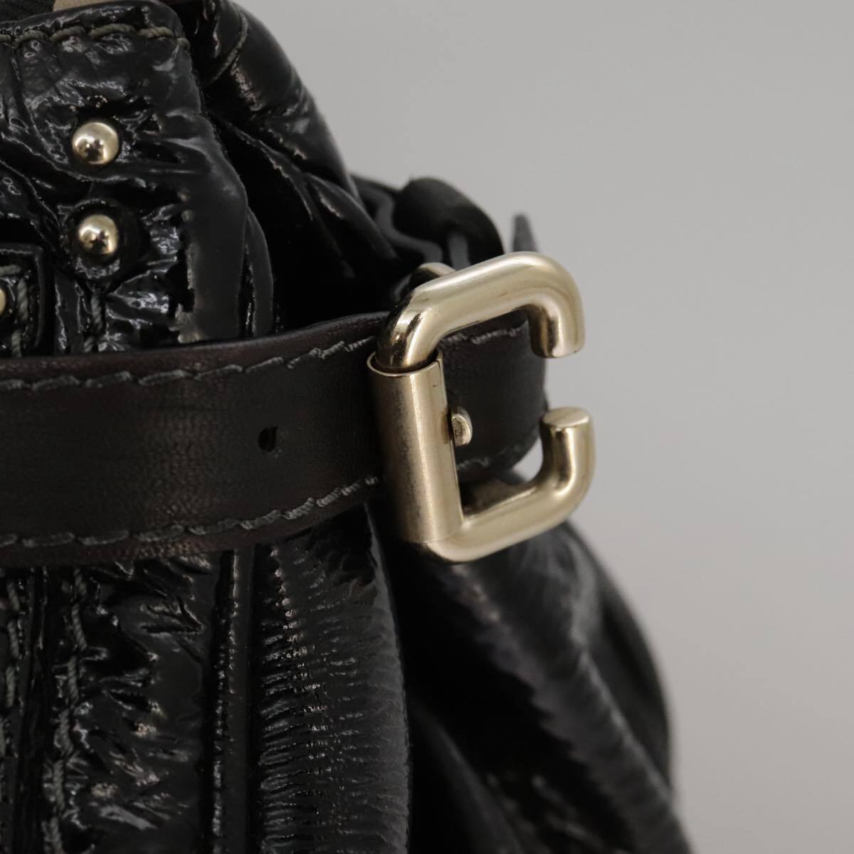 Chloe paddington hand bag enamel black auth mr780