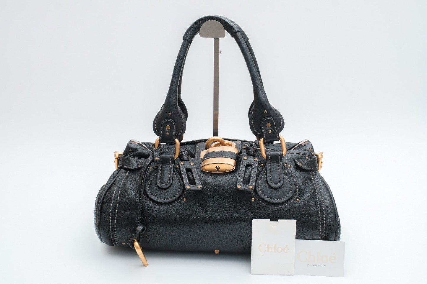 Chloe Paddington Hand Shoulder Bag Black Leather