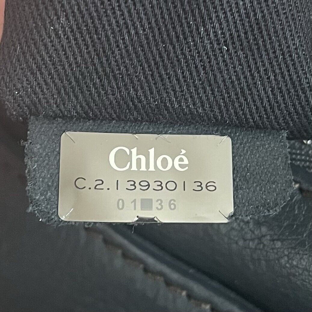 Chloe paddington leather hand bag dark gray leather medium padlock key card f s