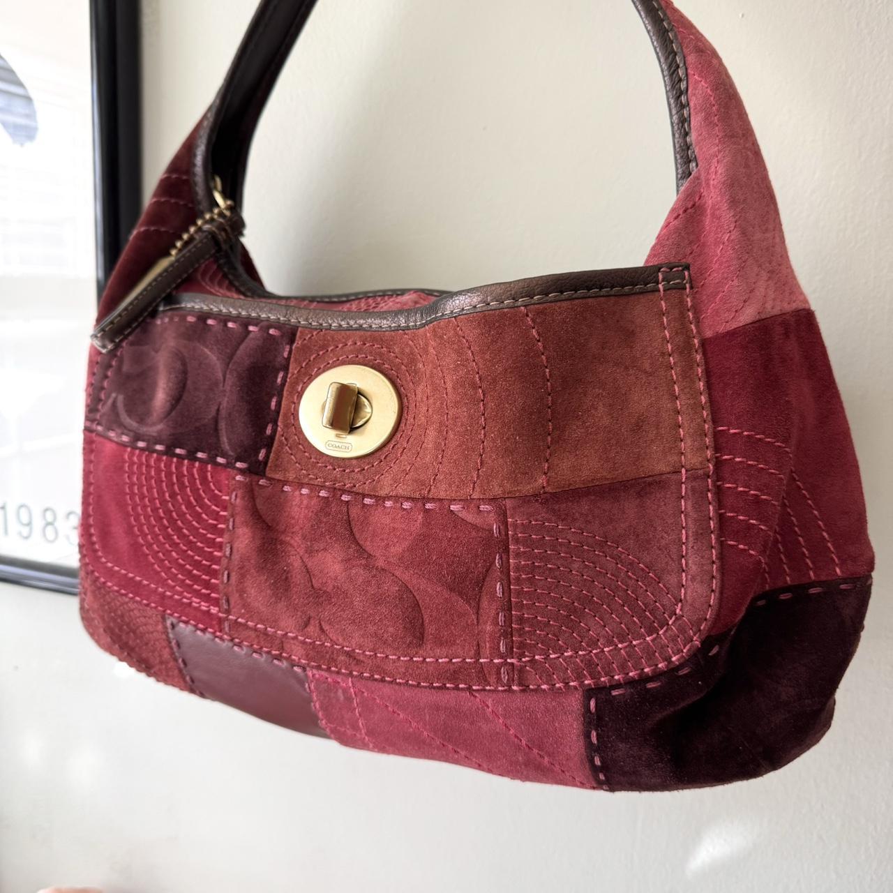 Vintage 90s Coach rare Ergo suede patchwork burgundy red shoulder bag!