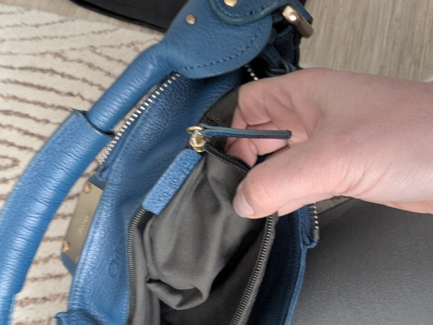 y2k Chloe paddington large hand bag blue leather cadena padlock used 202501m