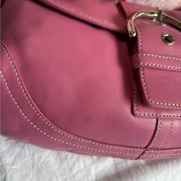 y2k coach soho flap pink leather
