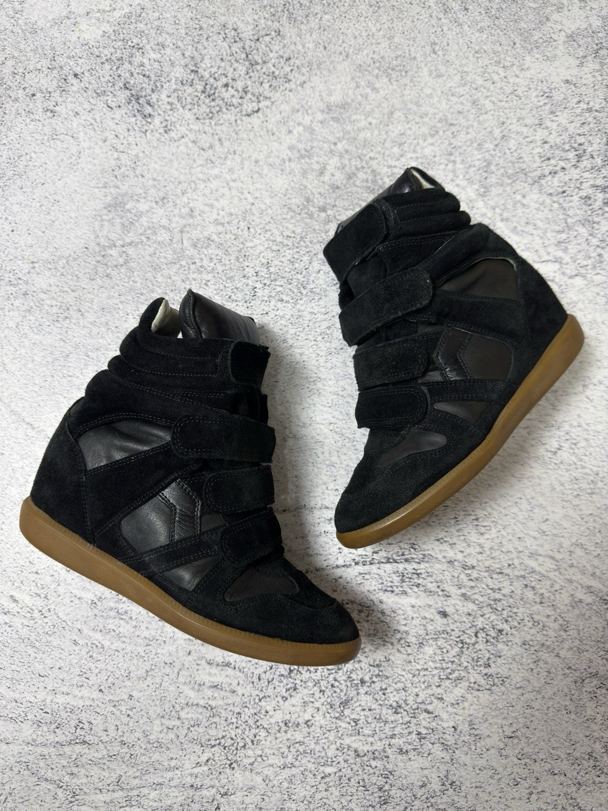 Isabel Marant Beckett Black Suede High Sneakers Basket Shoes Size 38