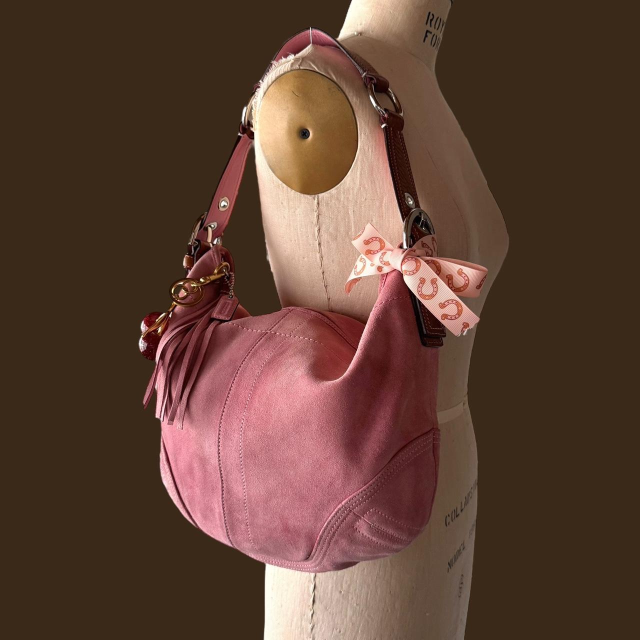 Vintage Y2K Coach pink suede hobo bag!