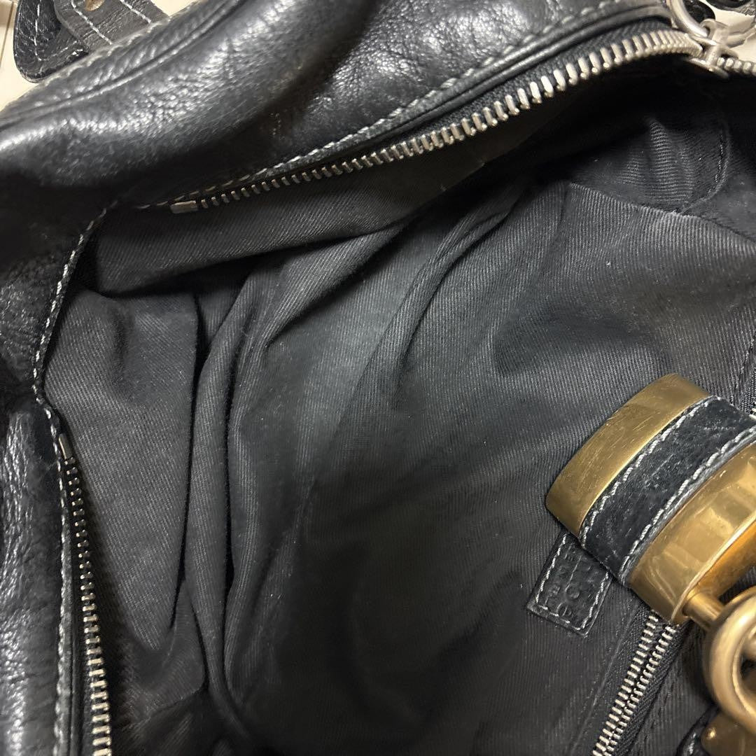 Chloe paddington handbag mini boston bag padlock key black leather