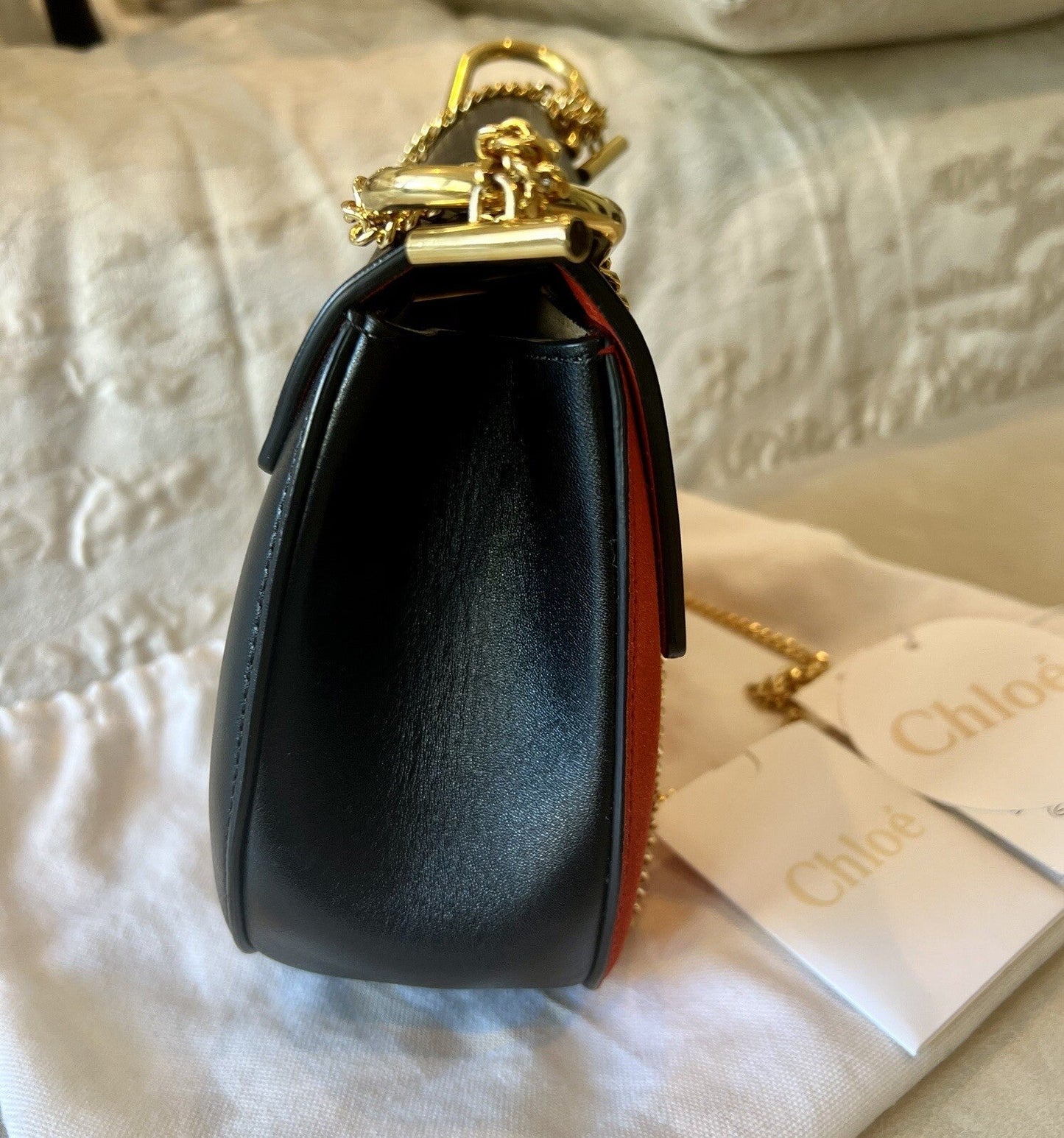 Chloe Drew Shoulder Bag Black And Orange