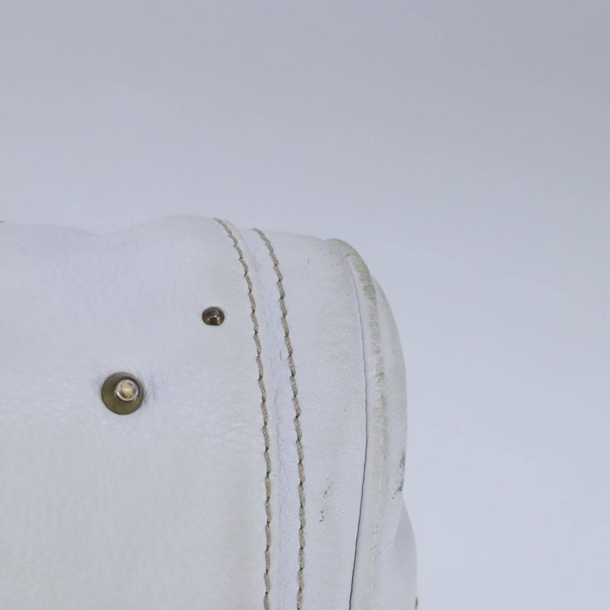 Chloe paddington hand bag leather white gold silver auth am7275