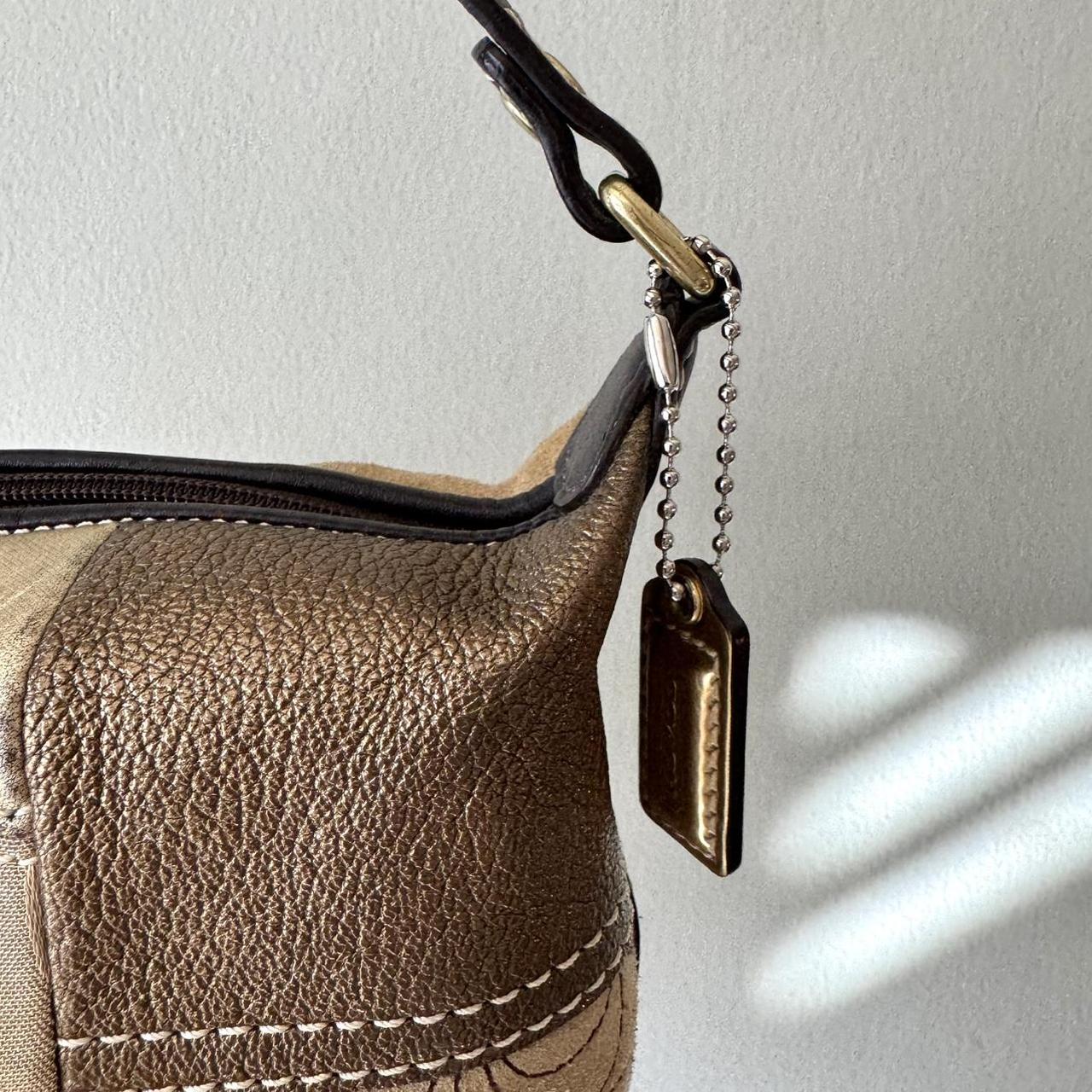 Vintage Y2K Coach gold suede patchwork mini Hampton baguette!