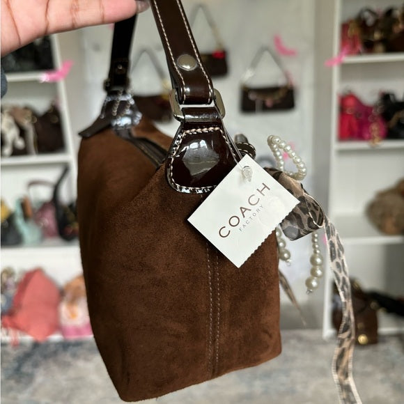y2k coach suede pouch handbag
