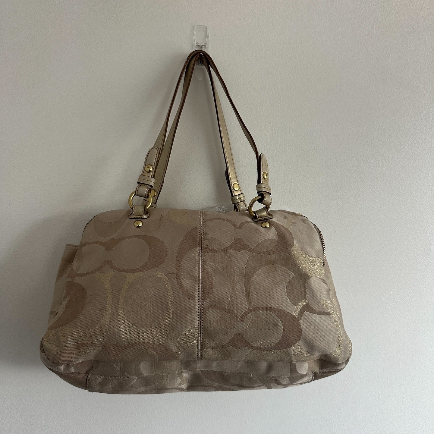 y2k coach beige monogram satchel bag