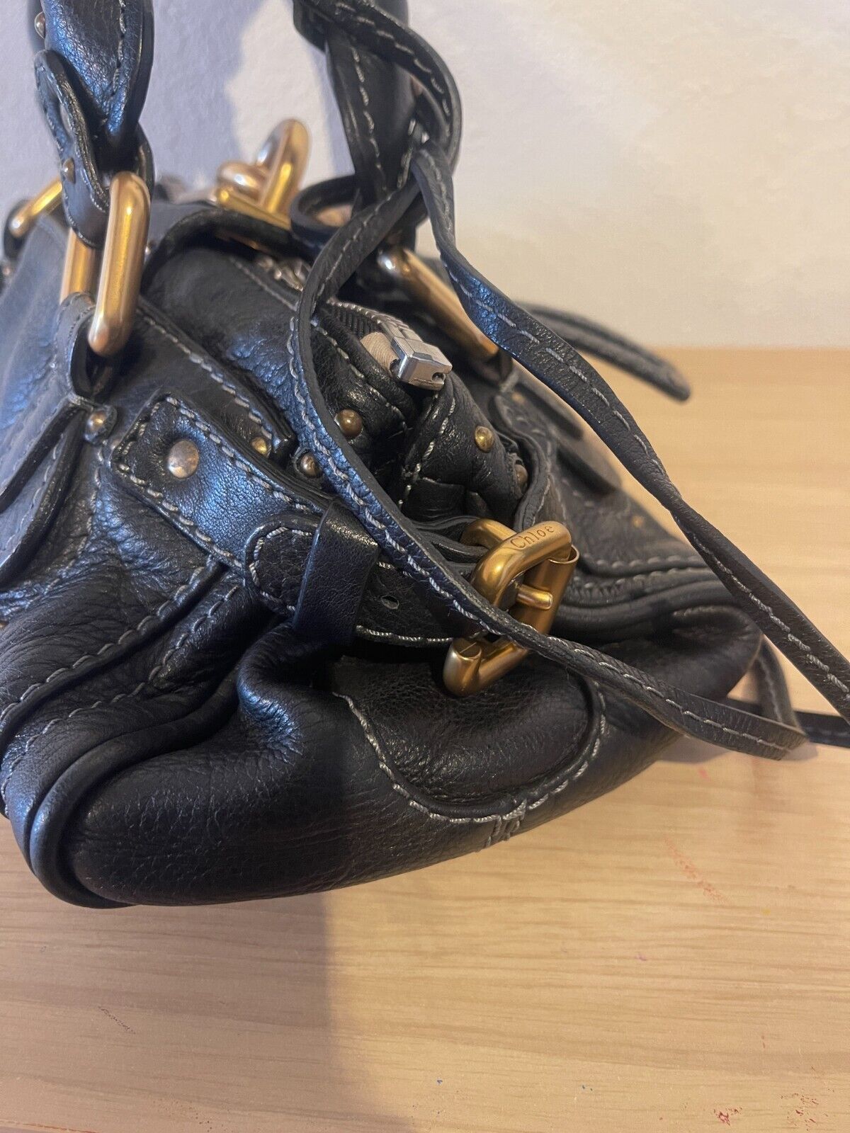 authentic Chloe paddington mini black padlock tote hand bag fast free shipping