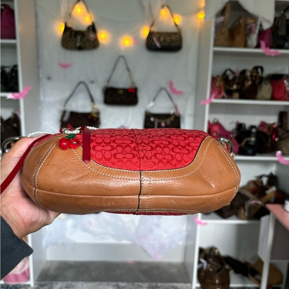 y2k coach soho hobo red jacquard shoulder bag 🍒