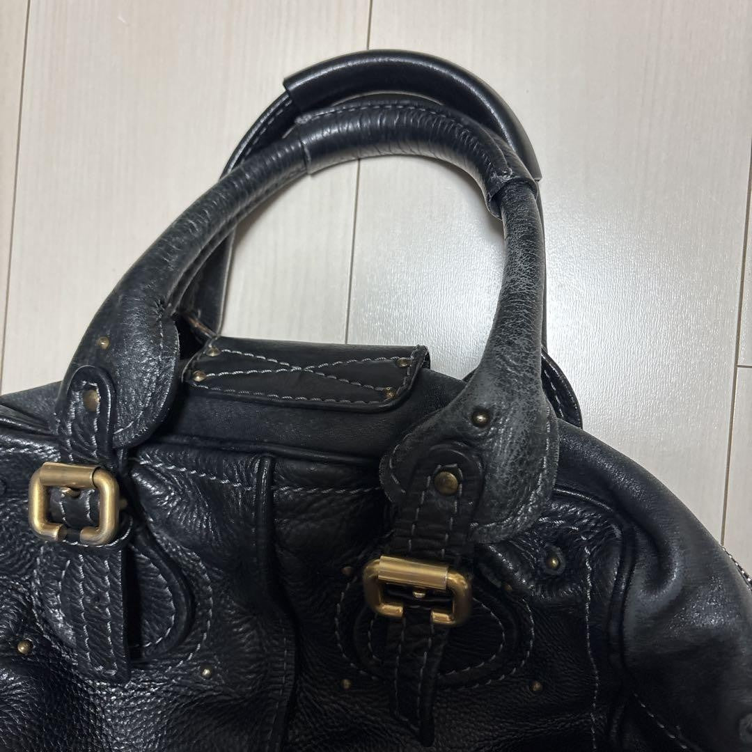 Chloe paddington handbag mini boston bag padlock key black leather