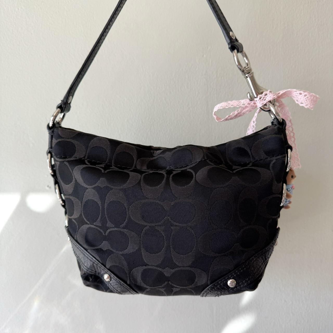 Vintage Y2K Coach Carly Signature black jacquard monogram shoulder bag!