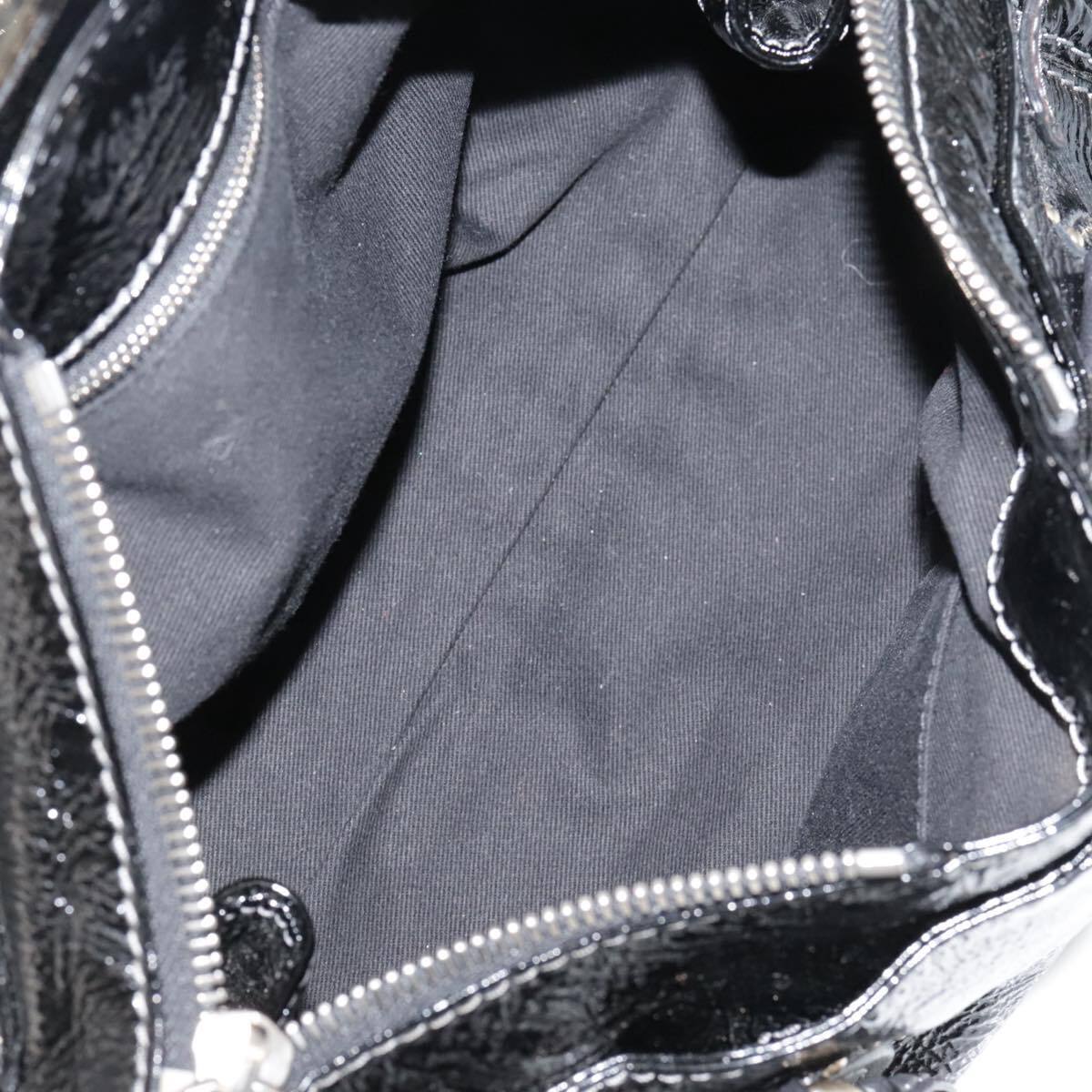 Chloe paddington hand bag enamel black auth mr780