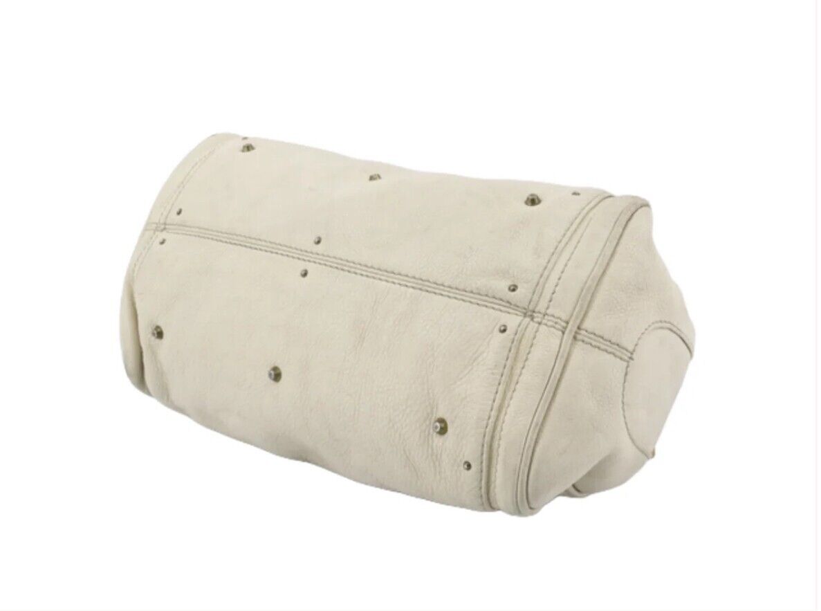 Chloe paddington leather shoulder bag with lock gold hardware ivory beige