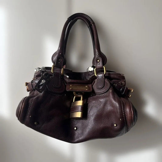 Chloe Paddington Handbag Leather Brown Gold Hardware Authentic w/ padlock key