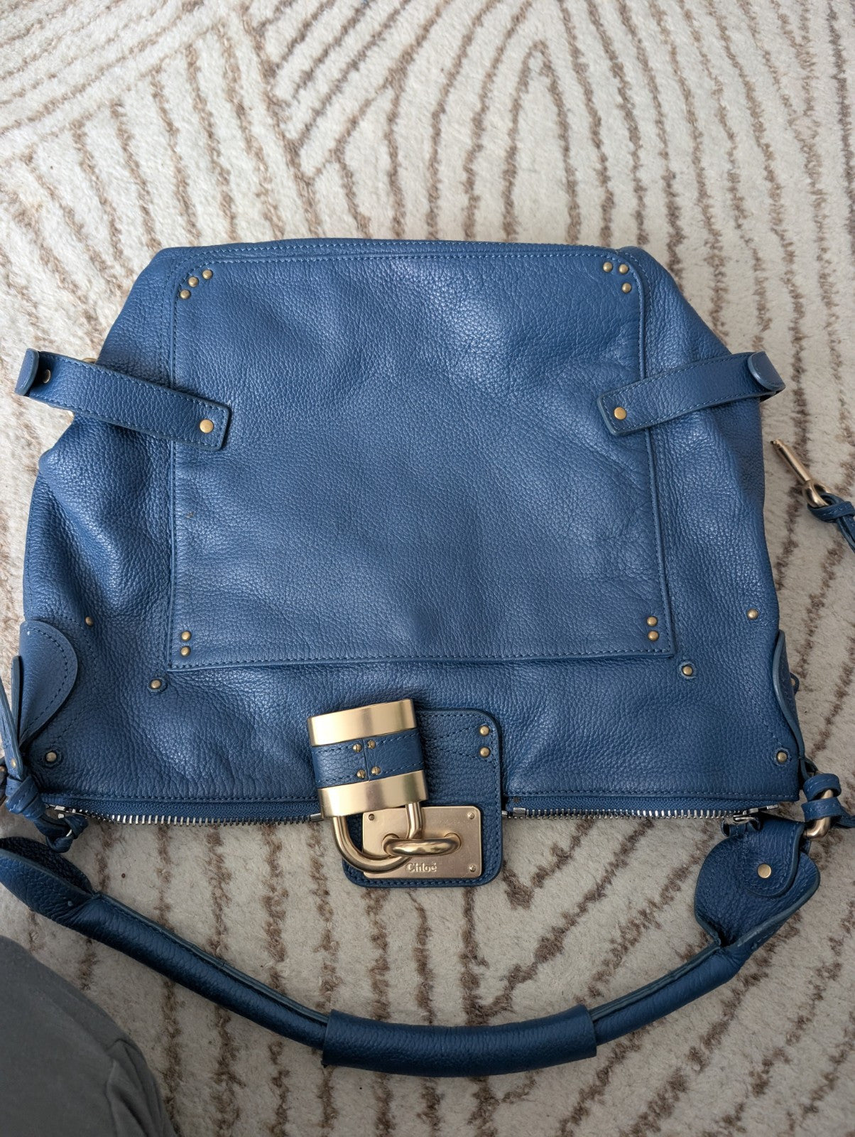 y2k Chloe paddington large hand bag blue leather cadena padlock used 202501m