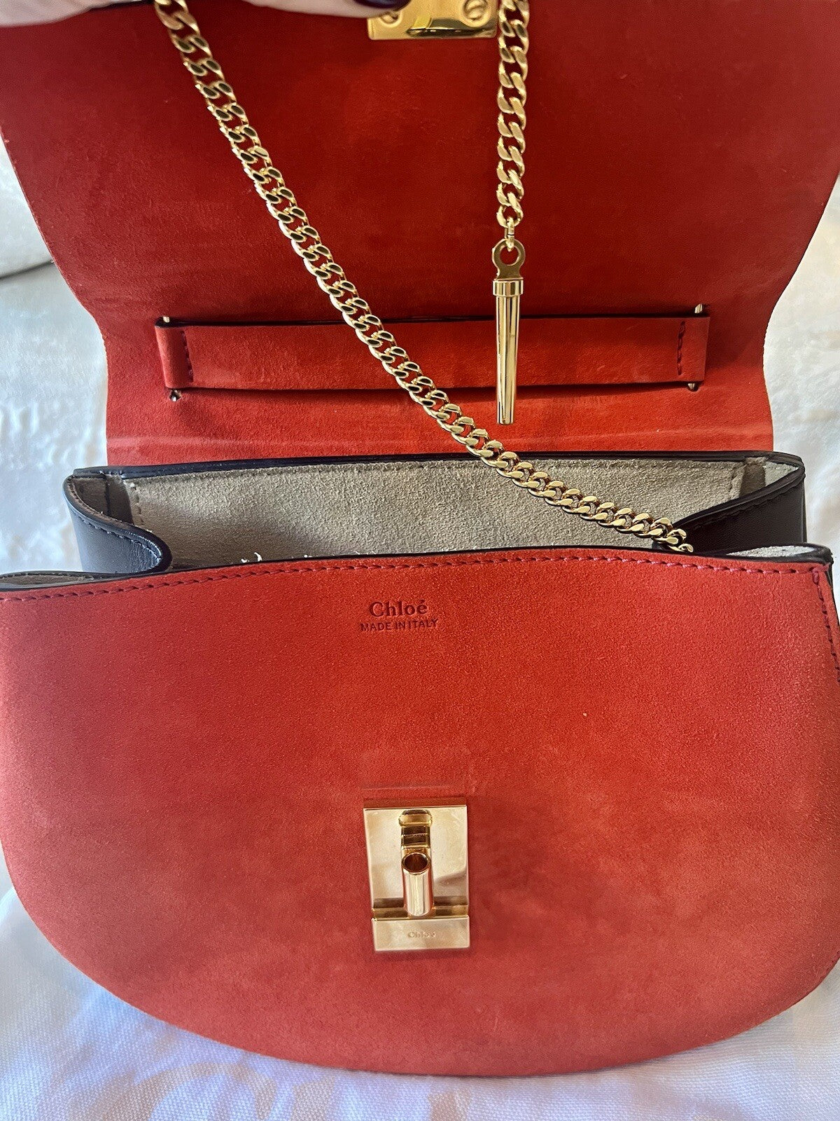 Chloe Drew Shoulder Bag Black And Orange