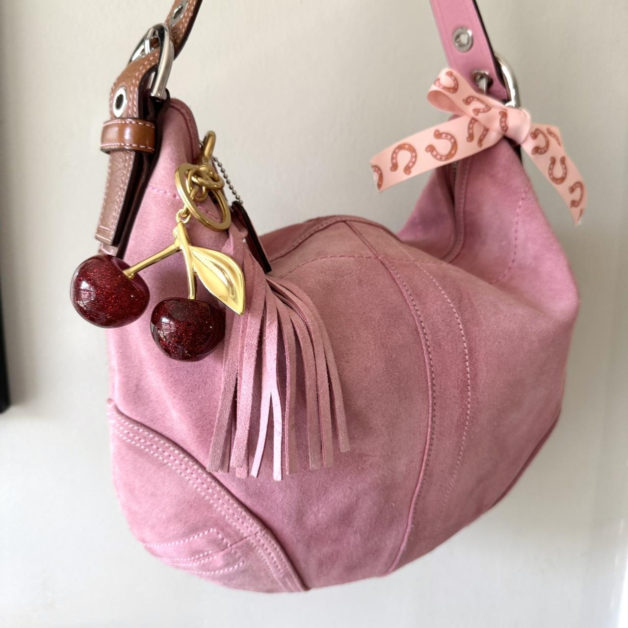 Vintage Y2K Coach pink suede hobo bag!