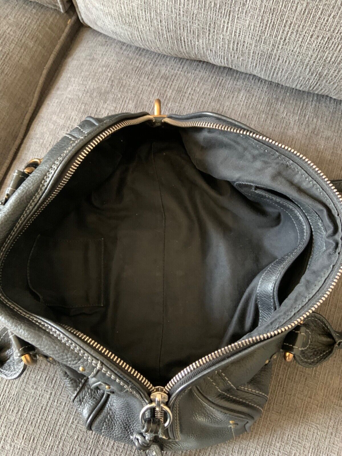 Chloe paddington black leather east west shoulder hobo bag lock key