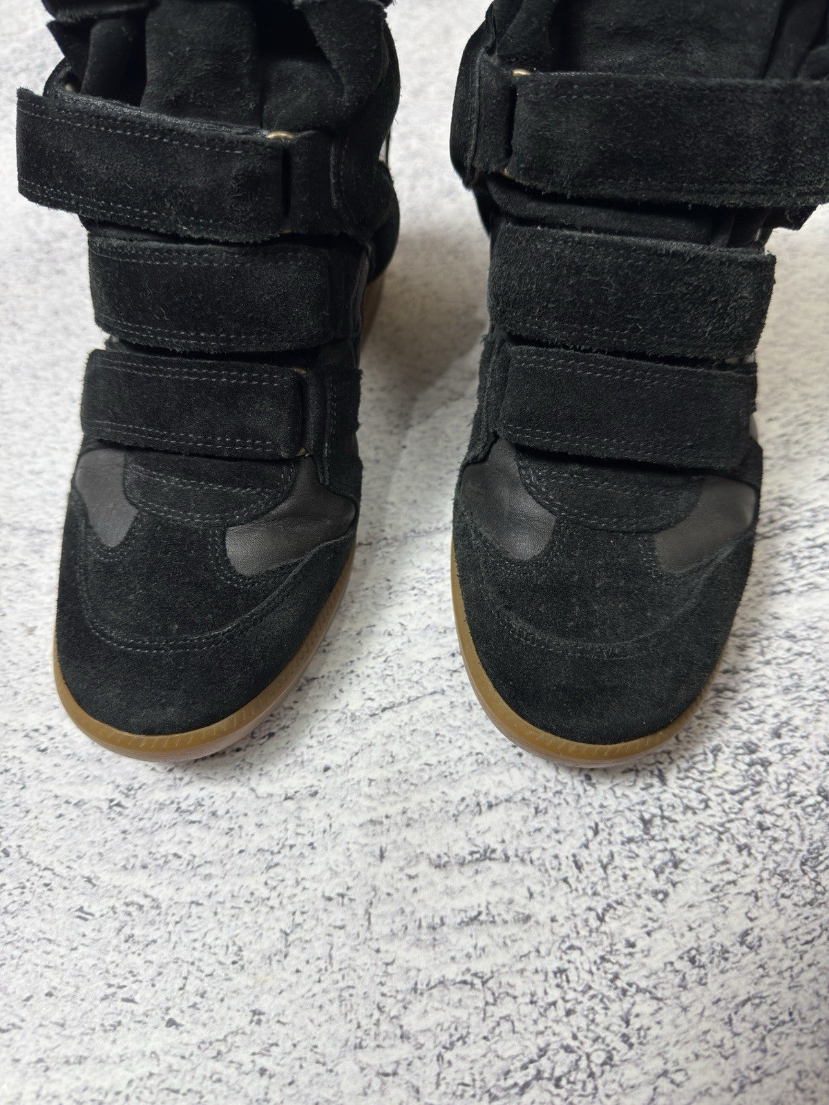 Isabel Marant Beckett Black Suede High Sneakers Basket Shoes Size 38