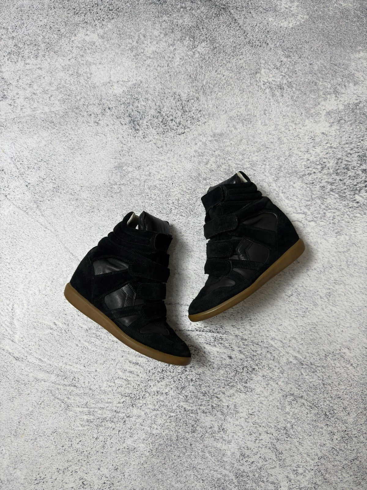 Isabel Marant Beckett Black Suede High Sneakers Basket Shoes Size 38